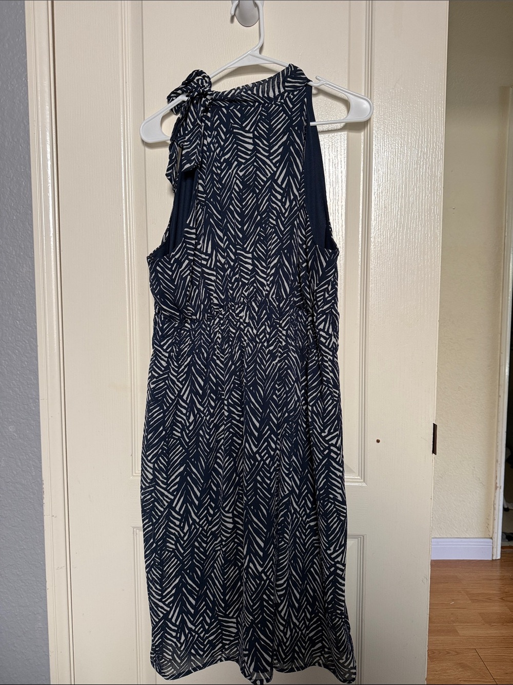 Merona Navy and White One-Shoulder Tie Midi Dress